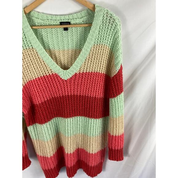 Torrid Multi Stripe Pullover Knit Sweater Size 1 / 1x - Picture 5 of 8